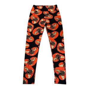 Lularoe One Size (2-10) Honey Bees and Hearts Leggings Red Black Yellow White